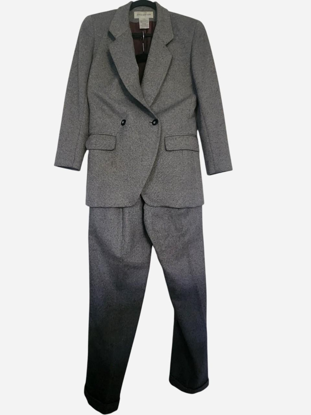Jones New York Gray Women's Wool Two-Piece Suit Blazer & Pants